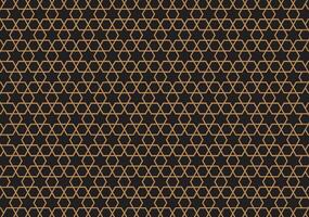Abstract background with a geometric Islamic pattern of intricate gold lines on a sleek black color. vector