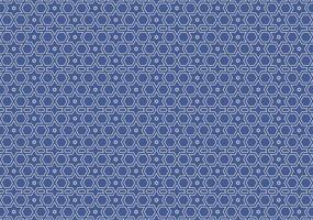 Abstract geometric Islamic motif with peach lines on a blue canvas. vector