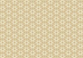 Abstract geometric Islamic motif with gold lines on a peach-colored background. vector