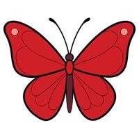 A red butterfly with black wings on a white background vector
