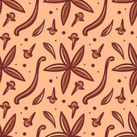 Spice pattern. Star anise, cloves and vanilla. An Elegant Floral Pattern Design that is Perfect for Textiles and Beautiful Background. For wallpaper, fabric, wrapping vector