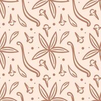 Spice pattern. Star anise, cloves and vanilla. illustration in sketch style. For wallpaper, fabric, wrapping, background. vector
