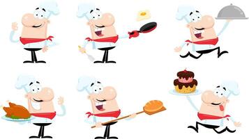 Funny Chef Man Cartoon Character. Flat Design Collection Set vector