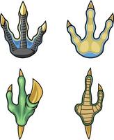 Dinosaurs Paw With Claws Print Logo Design. Hand Drawn Collection Set Isolated On White Background vector