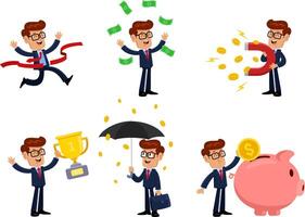 Businessman Cartoon Character. Flat Design Collection vector