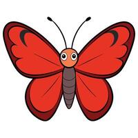 A cartoon red butterfly with black eyes vector