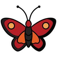 A red and black butterfly with orange spots vector