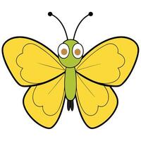 A cartoon butterfly with big eyes and a yellow body vector