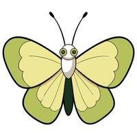 A cartoon butterfly with green wings and black eyes vector