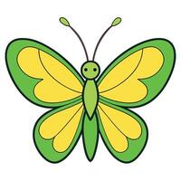 A cartoon butterfly with green and yellow wings vector