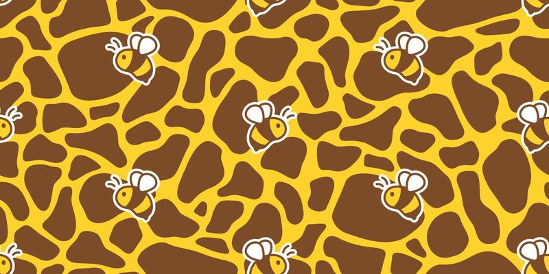 honey bee seamless pattern cartoon flying insect scarf isolated gift wrapping paper repeat background tile wallpaper illustration doodle textile design