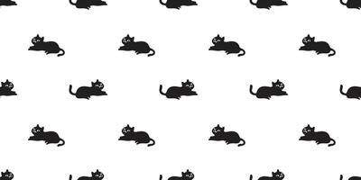 cat seamless pattern black kitten moustache calico neko pet cartoon doodle tile background gift wrapping paper repeat wallpaper scarf isolated illustration design vector