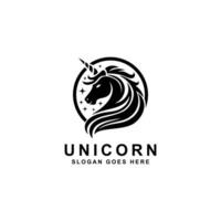 Unicorn Logo Design In Luxury Style. Pegasus Horse With Long Horn Symbolize Mythological Creature Unicorn Icon Design vector