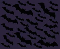 Seamless pattern with black bats. Scary vampire bat silhouettes background. vector