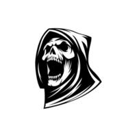 Angry Grim Reaper Silhouette, Black And White Grim Reaper, Isolated On White Background vector