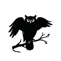 An owl sitting on a branch with leaves vector