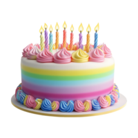 A birthday cake with colorful candles on it png
