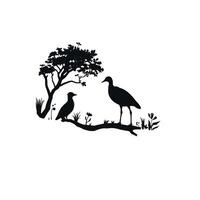 A silhouette of two birds on a branch vector