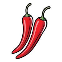 Two red chili peppers on a white background vector