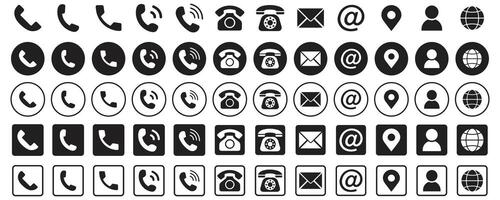 Contact information icon. Call symbol isolated set. Web icon. Illustration EPS 10 vector