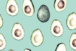 Seamless pattern of avocado botanical with watercolor for designing fabric patterns and wallpaper.Fruit background.Natural pattern. vector