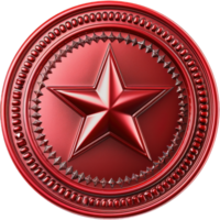 Seal red five pointed star isolated on transparent background png