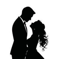 Silhouette of a bride and groom in formal attire vector