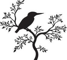 Silhouette of a bird on a tree branch vector