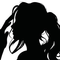 A silhouette of a woman with her hands on her head vector