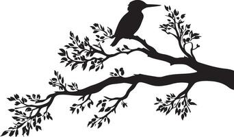 Silhouette of a bird sitting on a branch vector