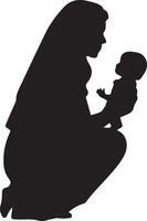 Silhouette of a mother and child vector