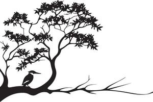 Silhouette of a bird sitting on a tree branch vector