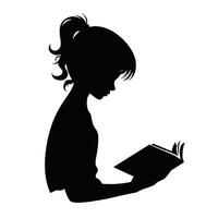 Silhouette of a girl reading a book vector