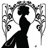 Silhouette of a woman in an ornate frame vector