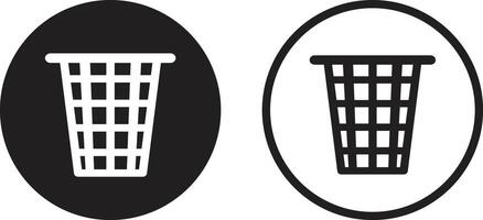 Office trash basket icon set in two styles . Trash icon . Garbage basket icon vector