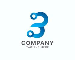 B letter initial abstract logo template design with technology concept. vector
