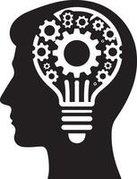 Person with light in his brain. vector
