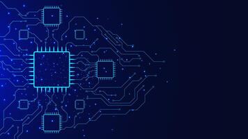 Futuristic circuit board with microchip, Artificial Intelligence chipset, central computer, processor and CPU concept for technology background design vector