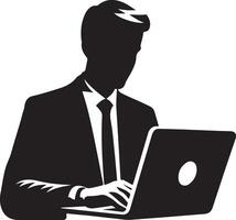 A man using laptop. vector