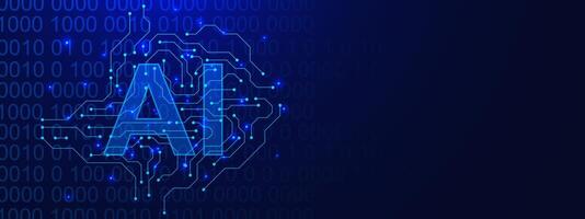Artificial intelligence with futuristic circuit board for machine learning and digital technology banner background design vector