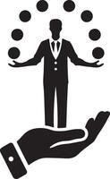 Silhouette of multitasking. vector