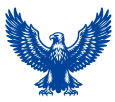 A blue rectangle with a white rectangle on top and two white squares on the bottom png