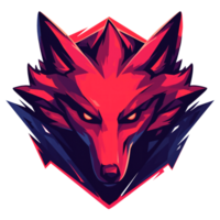 Red fox mascot logo design with sharp angles and fierce expression. png