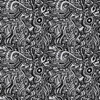 Hand drawn monochrome seamless pattern vector