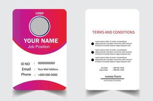 Abstract Smooth Pink Wavy Id Card Design with Blurry Mesh Background Element, Professional Identity Card Template vector