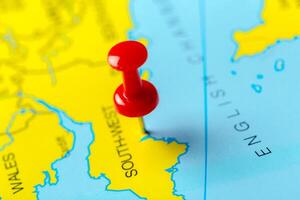 Travel destination points on a map photo