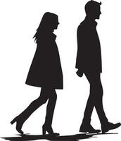 Silhouette of Couple walking graphic design vector