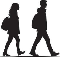 Silhouette of Couple walking graphic design vector