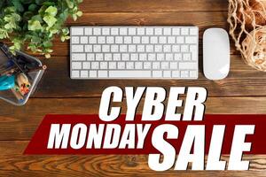 Modern working business desk with keyboard, mouse photo