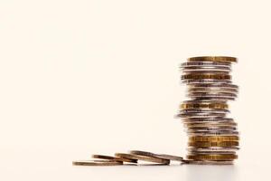 Closeup stack coin on a table photo